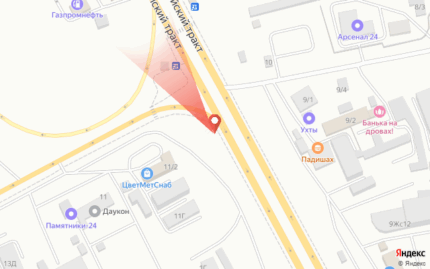 Енисейский тракт, 85 метров от пересечения с Северным шоссе, при движении в мкр. Северный